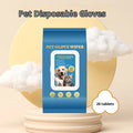 Pack of disposable wash-free gloves for cleaning and bathing pets like cats and dogs.