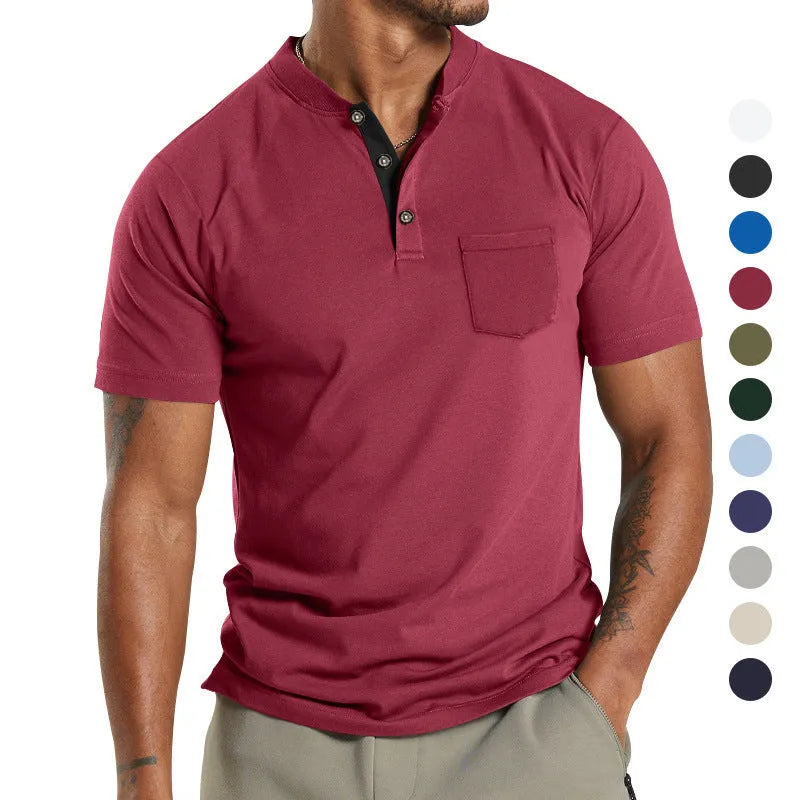 Plus size men's short sleeve button pocket shirt in polyester fabric available in multiple colours