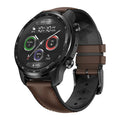 Ticwatch Pro X black smart watch with 47mm case showing 4G LTE calling and heart rate display on screen