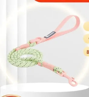 Solid colour PVC dog hand holding rope leash in Dark Red Purple Yellow or Taoyao Green.