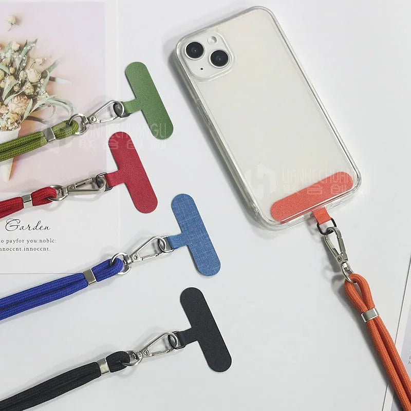 General drop-resistant phone lanyard clip with 160cm nylon strap in multiple colour options on white background