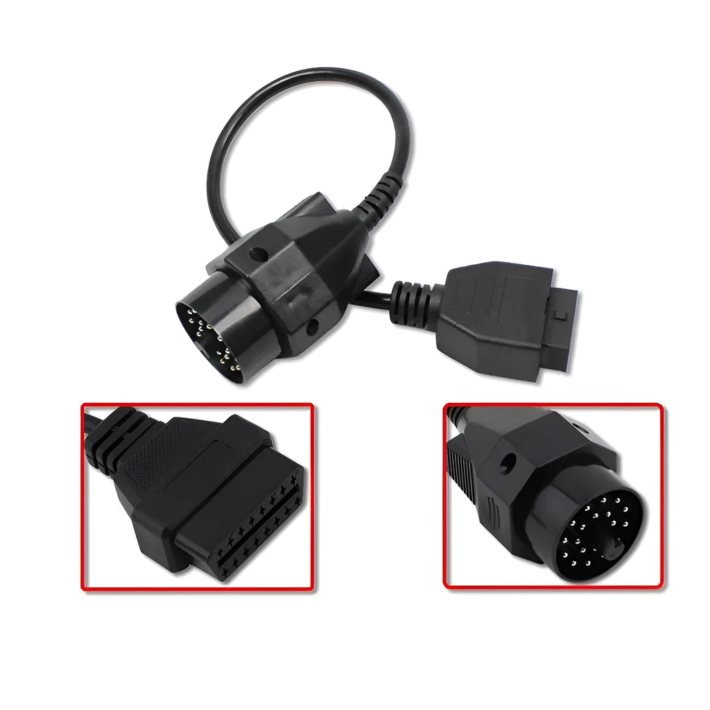 BMW OBD2 diagnostic adapter cable converting 20-pin to 16-pin connector for vehicle scan tools
