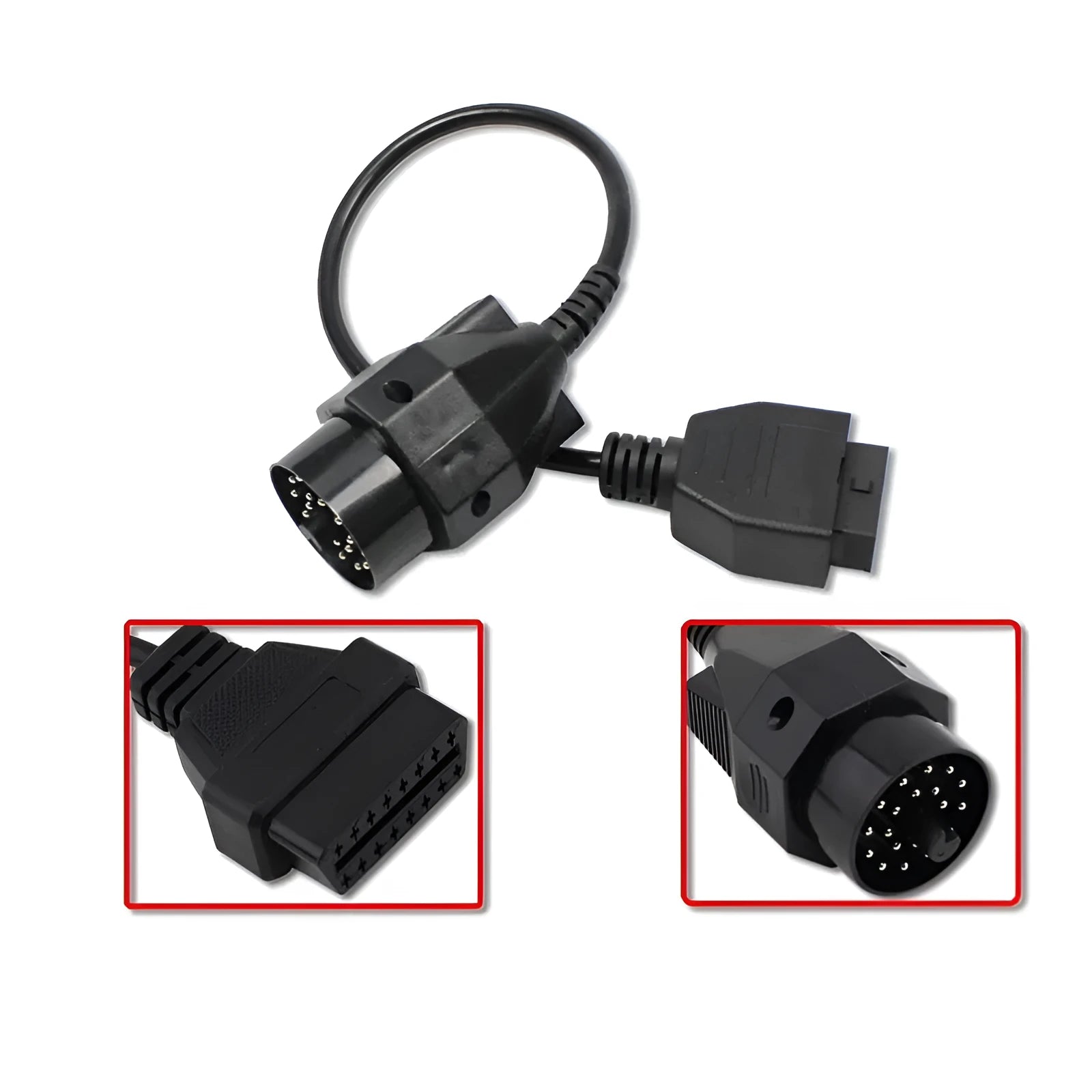 BMW OBD2 diagnostic adapter cable converting 20-pin to 16-pin connector for vehicle scan tools