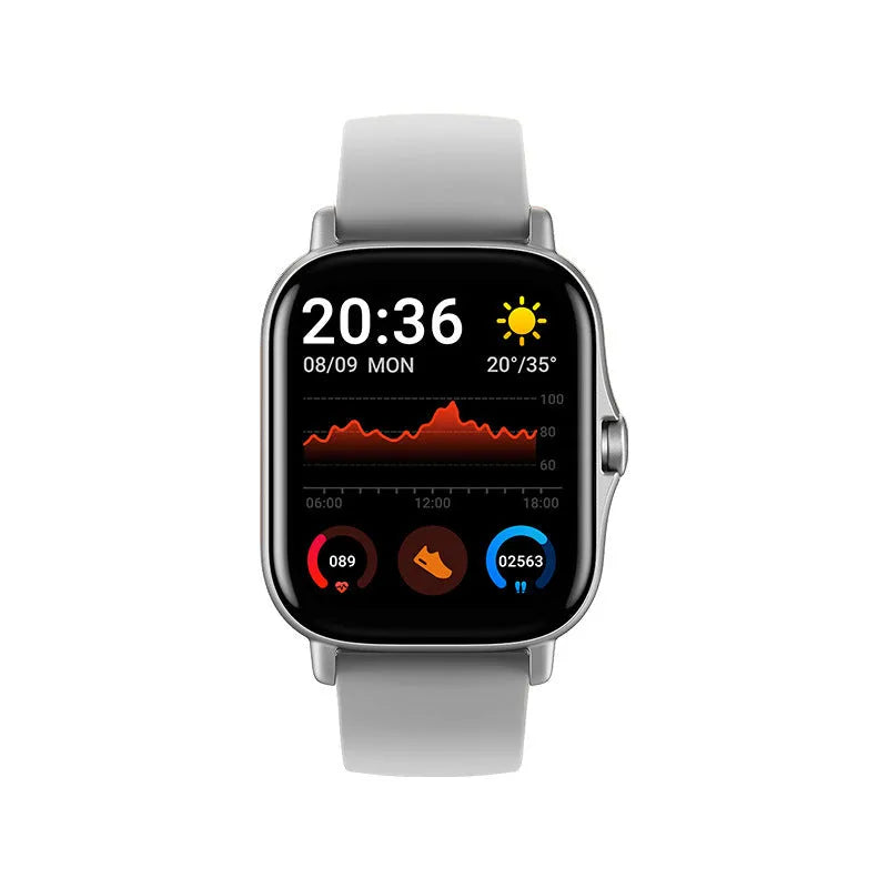 GT20 smartwatch in black or gold with alloy case and silicone strap showing 1.75-inch screen.
