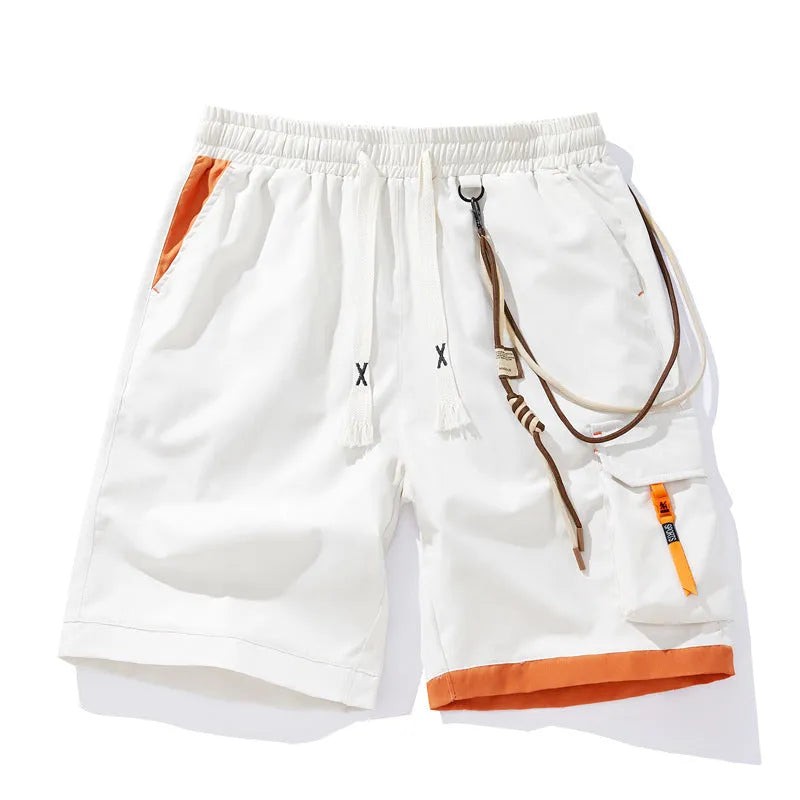 Men's plus size bamboo fibre shorts with elastic high waist in a straight-leg, cropped style.
