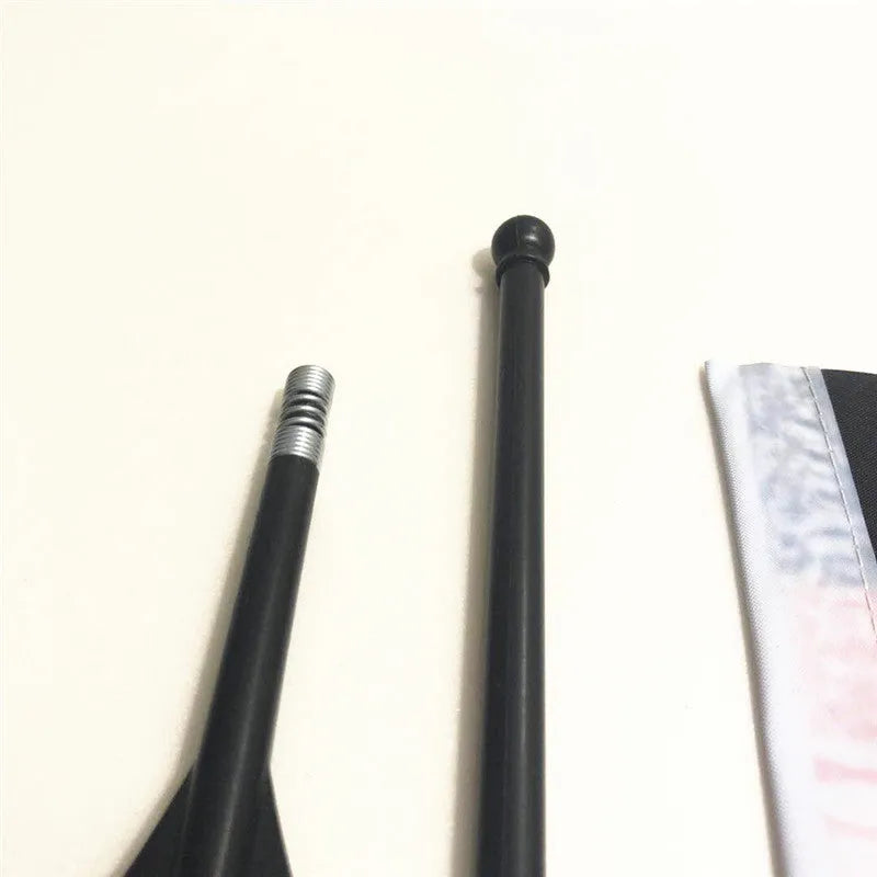 Cycling handlebar flagpole with small polyester square flag attached to bicycle for promotional use