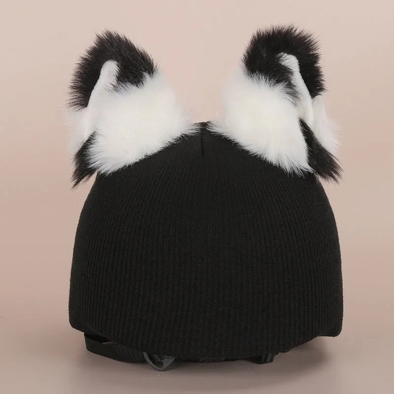 Soft plush cartoon character cover on an M-size bicycle helmet