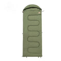 Cotton camping sleeping bag quilt in ochre and olive green colours with cold-proof insulation