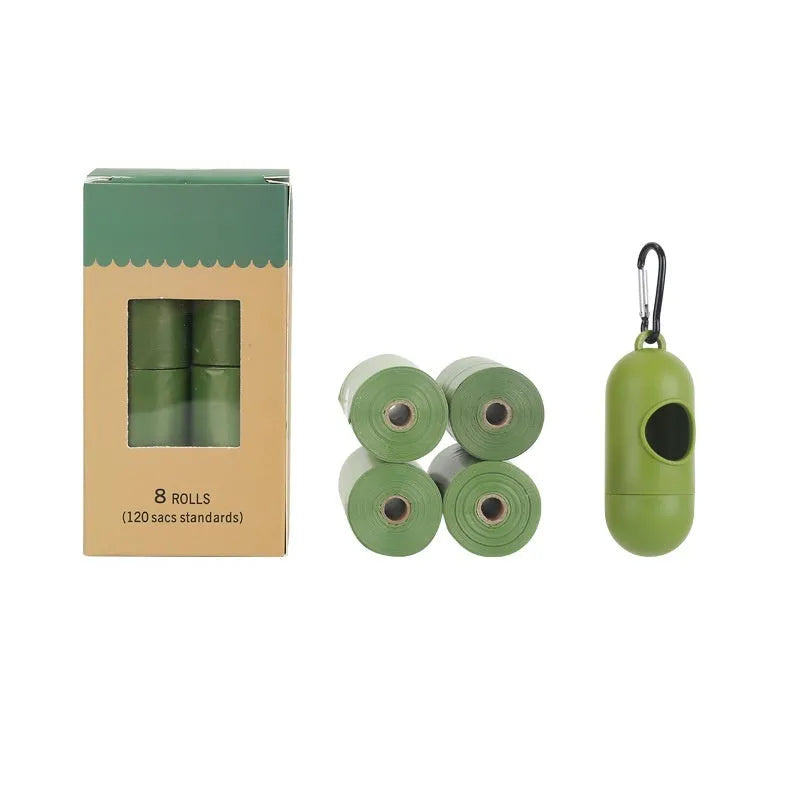 EPI degradable pet waste bags in green colour with dispensing unit