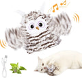 Grey automatic chirping owl cat toy with flapping wings for indoor cats